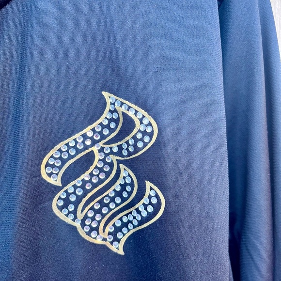 Rocawear y2k vintage track jacket sweater black and gold rhinestones size 2x - Picture 8 of 9